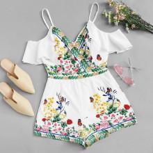 Shein Cold Shoulder Embroidered Romper