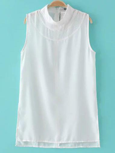 Shein White Hollow Split Side Sleeveless Blouse