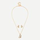 Shein Layered Heart Shaped Pendant Necklace With Stud Earring