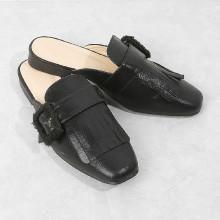 Shein Faux Fur Detail Square Toe Flats