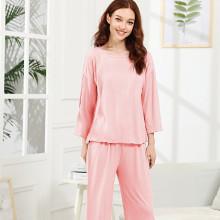 Shein Drop Shoulder Solid Tee & Pants Pj Set