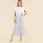 Shein Lace Insert Layered Ruffle Mix And Match Jumpsuit