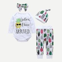 Shein Toddler Boys Pineapple Print Jumpsuit & Pants & Hat & Headband