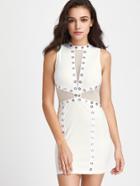Shein Contrast Mesh Eyelet Detail Dress