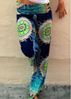 Rosewe Low Waist Totem Printed Straight Pants