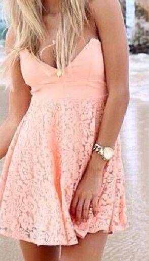 Shein Pink V Neck Backless Pleated Dress