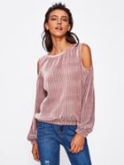 Shein Open Shoulder Ribbed Velvet Sweatshirt