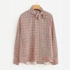 Shein Tie Neck Button Back Dip Hem Blouse