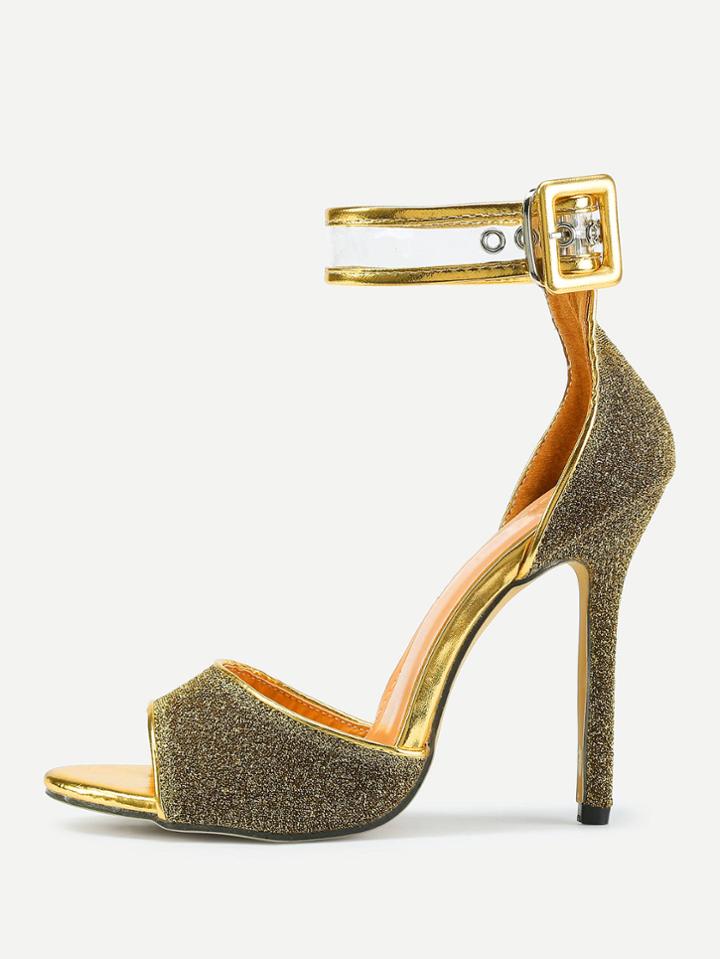 Shein Peep Toe Ankle Strap Stiletto Heeled Sandals