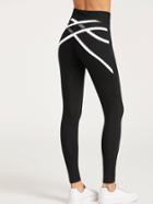 Shein Contrast Trim Crisscross Mesh Back Leggings