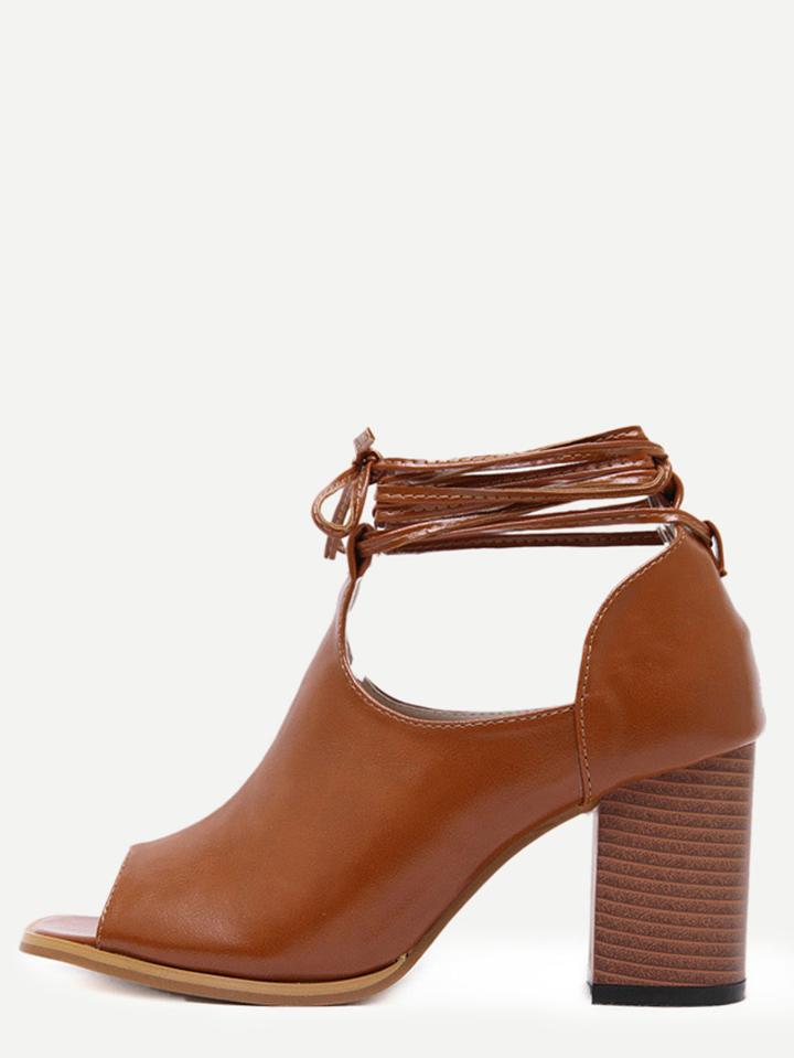 Shein Light Brown Faux Leather Strappy Mule Sandals