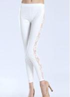 Rosewe Vogue Solid White Lace Decorated Leggings For Woman