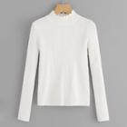 Shein Scalloped Neck Slim Fitted Sweater
