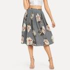 Shein Pleated Flower Print Skirt