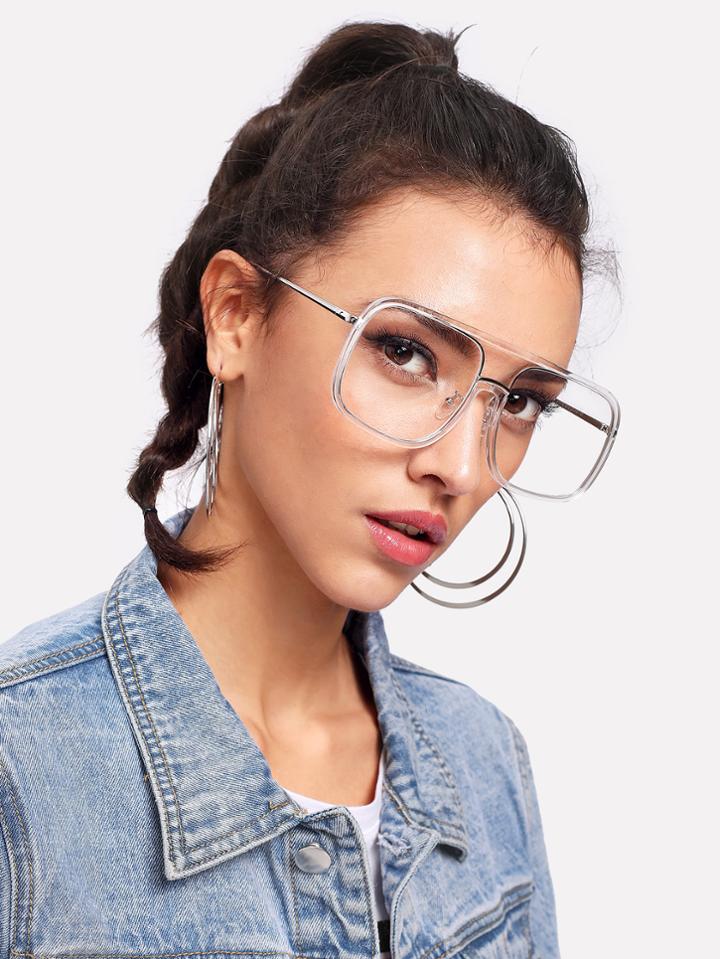 Shein Top Bar Clear Frame Glasses