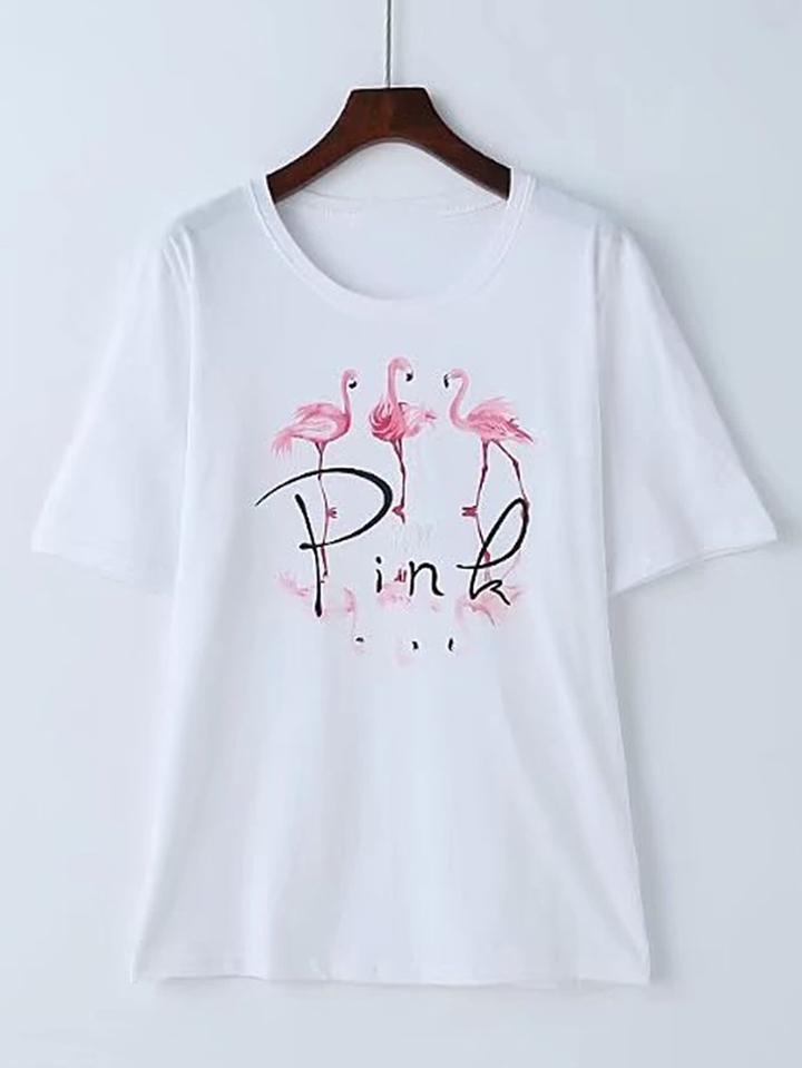 Shein Flamingo Print T-shirt
