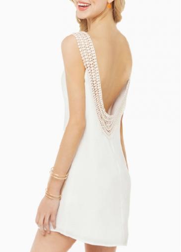 Rosewe Open Back White Chiffon Tank Dress