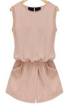 Shein Pink Sleeveless Hollow With Pockets Jumpsuit