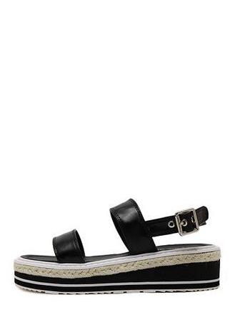 Shein Black Peep Toe Thick-soled Slingback Sandals