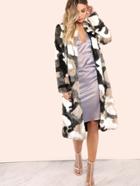 Shein Camo Fur Longline Coat Multi