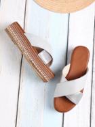 Shein Rhinestone And Beaded Decorated Flatform Sliders