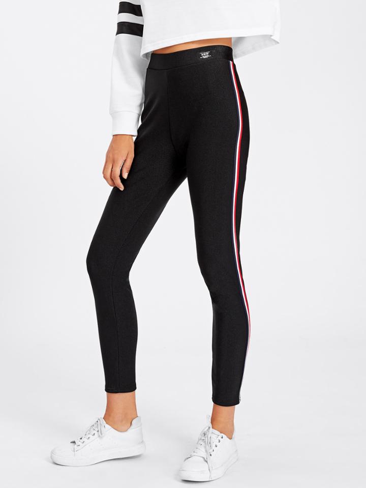 Shein Stripe Tape Side Leggings