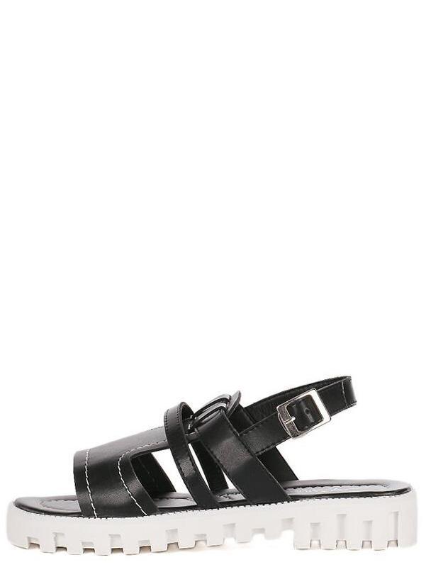 Shein Caged Ankle Strap Flatform Sandals - Black