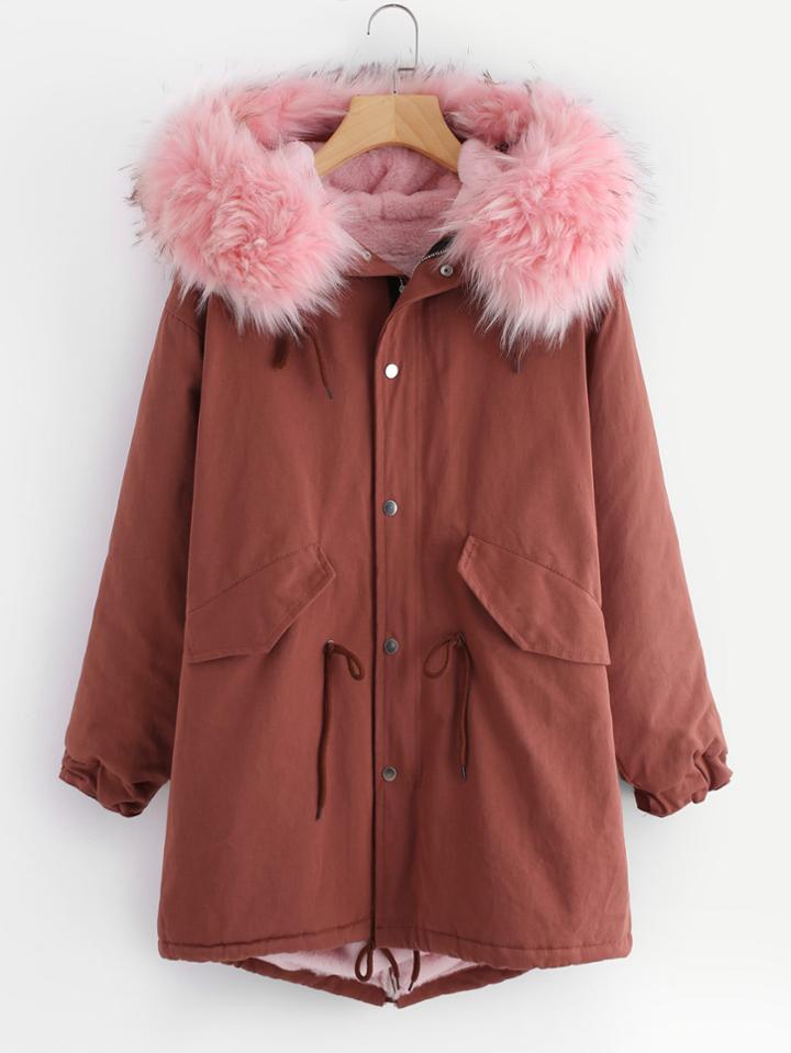 Shein Faux Fur Trimmed Parka Coat