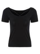 Shein Strappy Neck T-shirt - Black