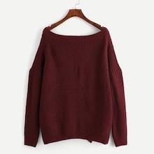 Shein Plus Boat Neck Cut Out Back Jumper