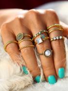 Shein Faux Pearl & Gemstone Detail Ring Set