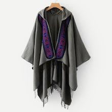Shein Fringe Hem Hooded Cardigan