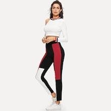 Shein Asymmetric Open Shoulder Tee & Colorblock Leggings Set