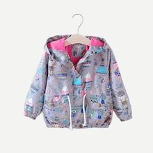 Shein Toddler Boys Cartoon Print Drawstring Hooded Jacket