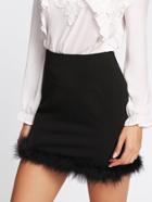 Shein Contrast Faux Fur Hem Skirt