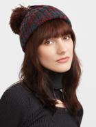 Shein Multicolor Ribbed Knit Pom Pom Bobble Hat