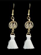 Shein White Color  Colorful Boho Style Rhinestone Thread Tassel Drop Earrings