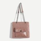 Shein Pocket Front Faux Fur Tote Bag