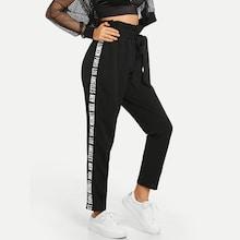 Shein Lettering Side Seam Jersey Pants