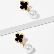 Shein Clover Design Faux Pearl Drop Earrings