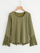 Shein Floral Lace Insert T-shirt