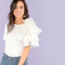 Shein Layered Ruffle Trim Fitted Tee