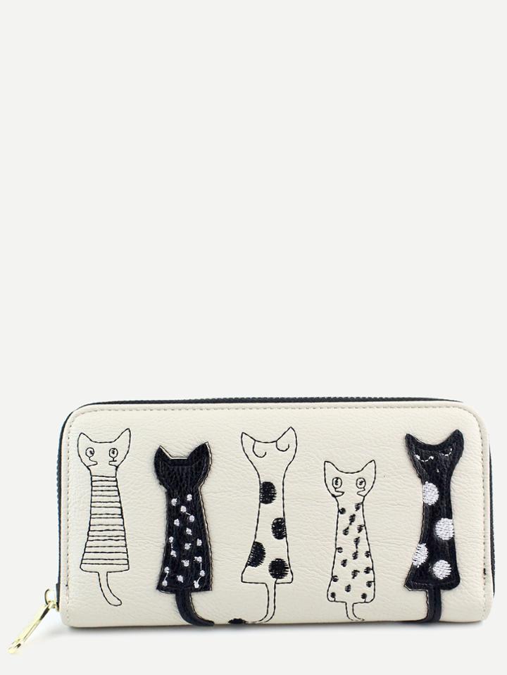 Shein Casual Beige Pu Little Cat Wallet