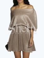 Shein Batwing Sleeve Off The Shoulder Glitter Dress
