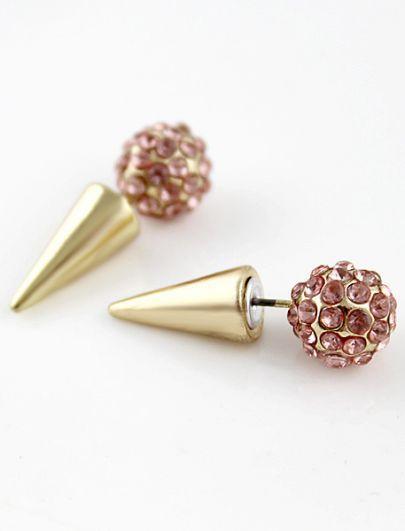 Shein Gold Spike Crystal Spherical Earrings