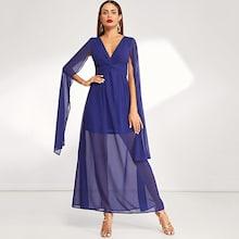 Shein V-neck Sheer Solid Dress