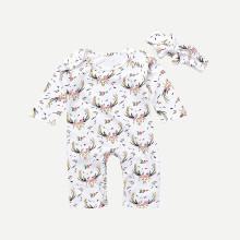 Shein Boys Print Jumpsuits Set With Headband