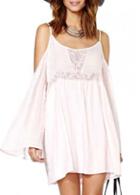 Rosewe Chic Off The Shoulder Pink Spaghetti Strap Dress
