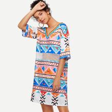 Shein Colorful Geo Print Dress