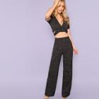 Shein Crop Polka Dot Top & Pants Co-ord